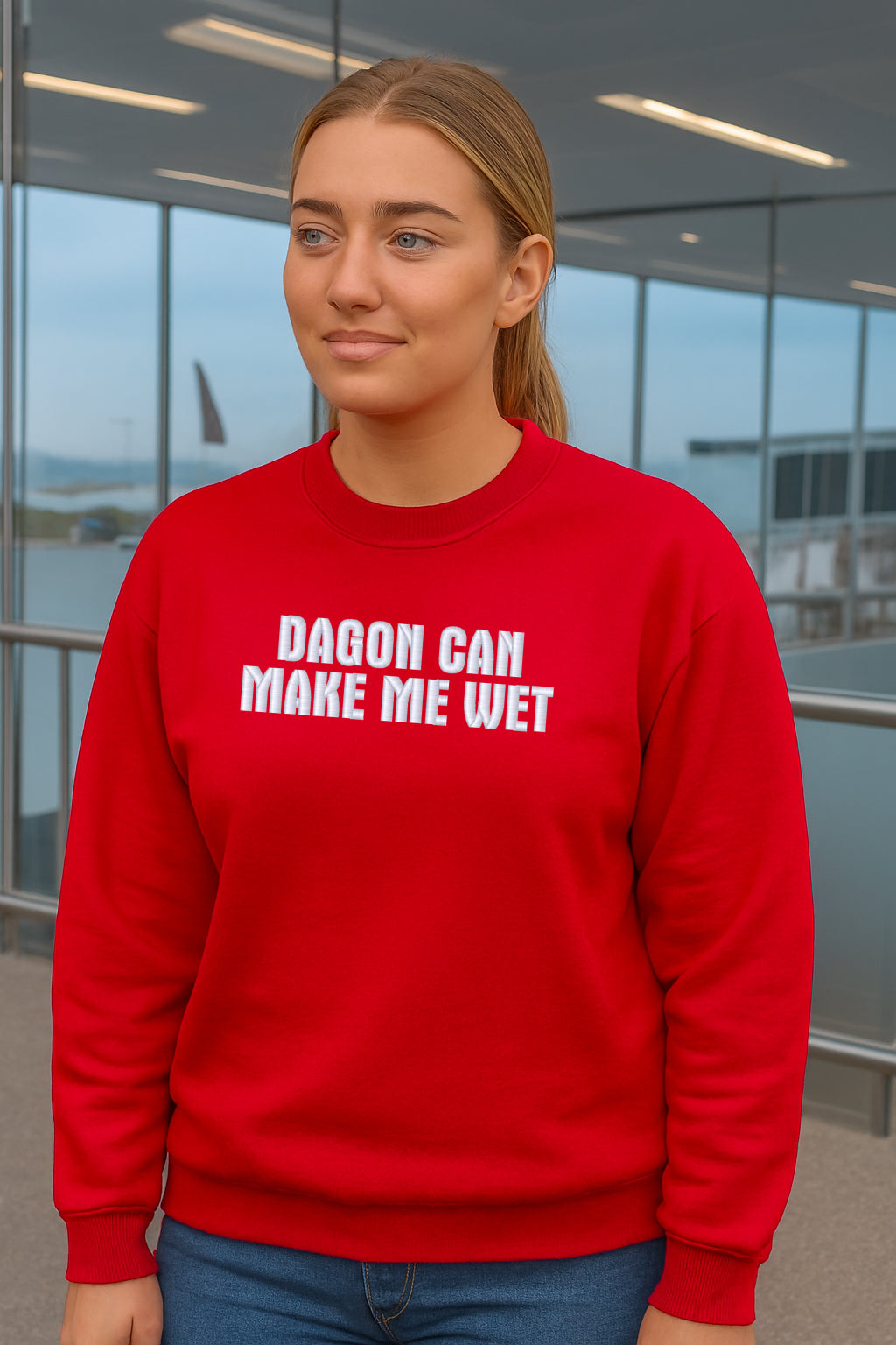 Embroidered, Dagon Can Make Me Wet, Hoodie or Crew Neck Long Sleeve, Classic fit, Unisex, Adult