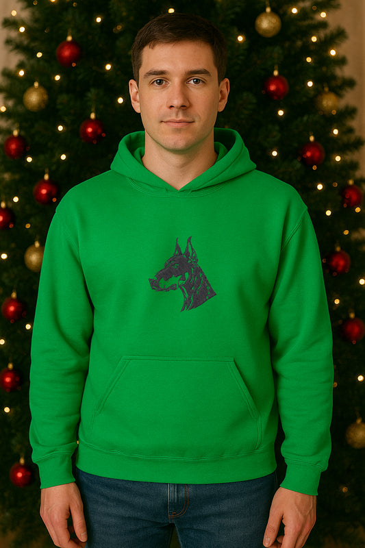 Embroidered “Doberman Pinscher” Hoodies or Crewnecks Unisex · Classic Fit · Long Sleeve · Adult