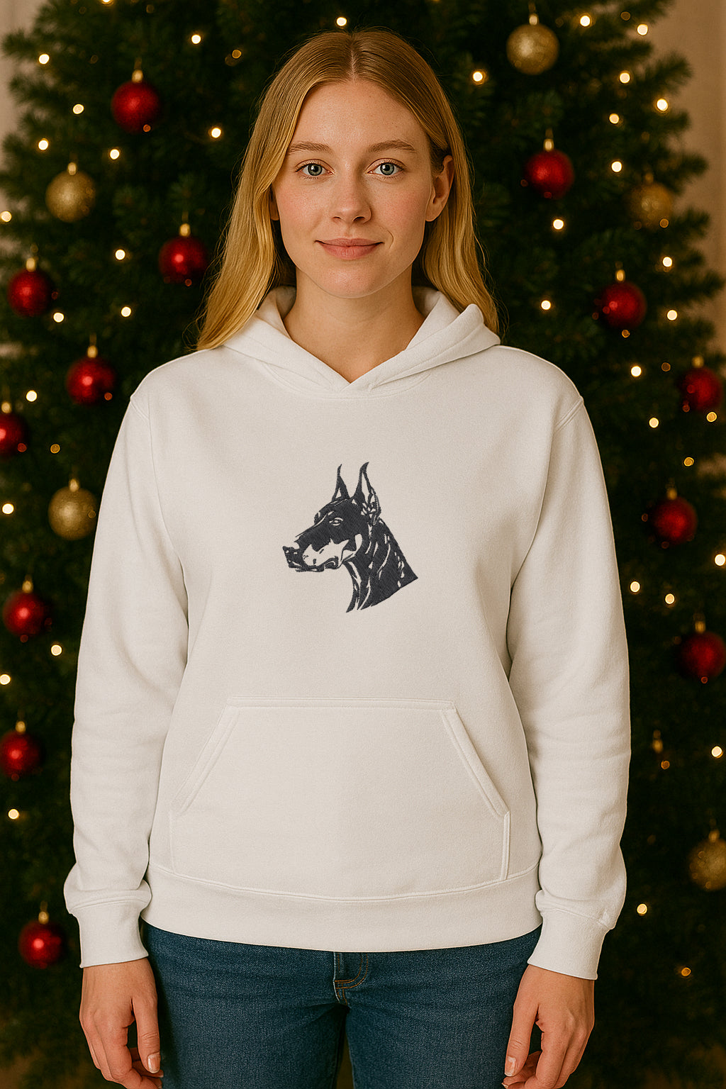 Embroidered “Doberman Pinscher” Hoodies or Crewnecks Unisex · Classic Fit · Long Sleeve · Adult