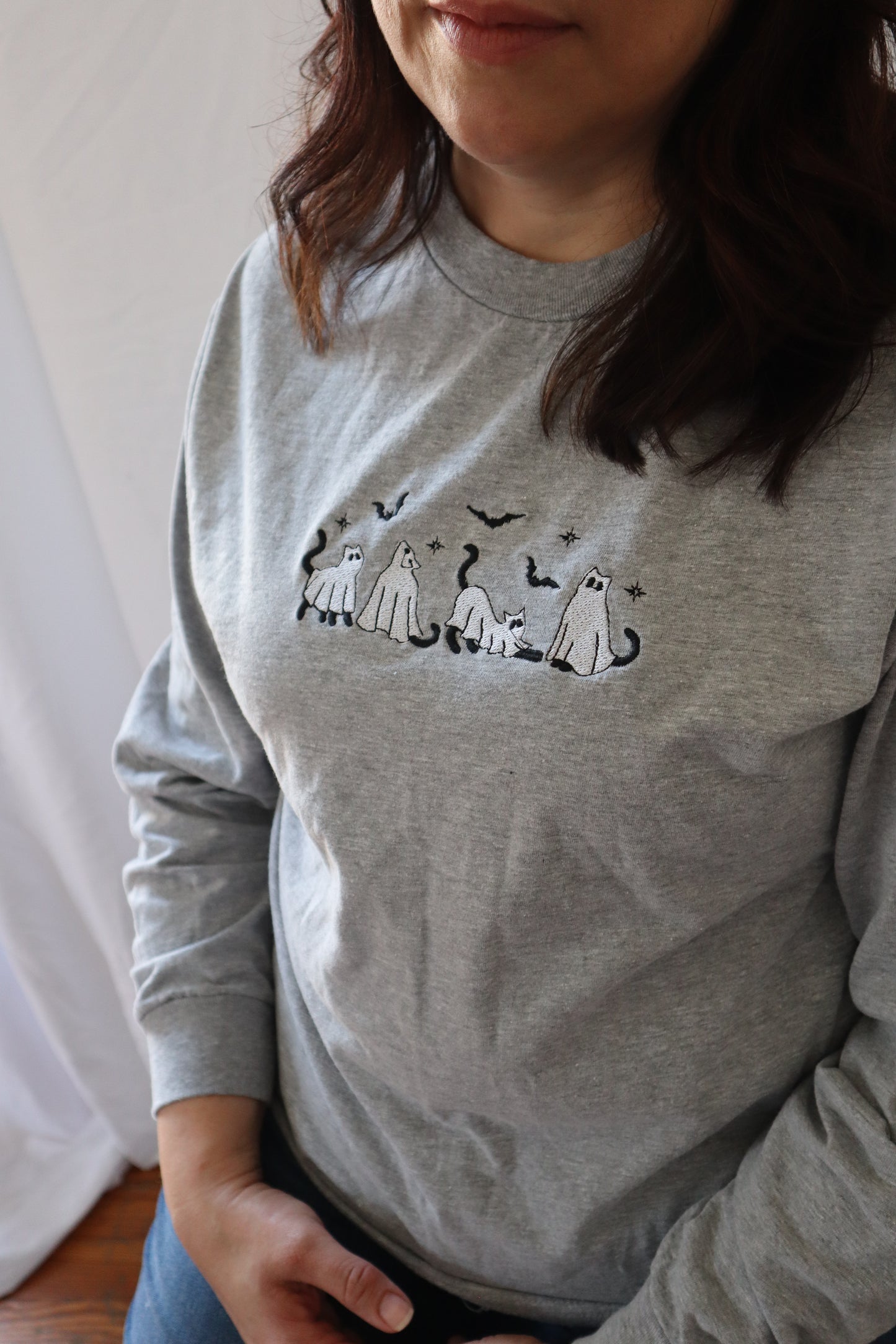 Ghost Cats, Long Sleeve, Classic Fit, Unisex Adult, Hoodie or Crew Neck Sweatshirt