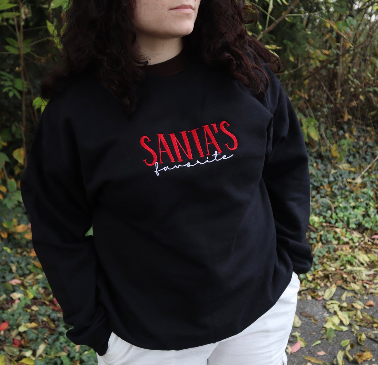 Santa's Favorite Hoodie or Crew Neck, Long Sleeve, Classic fit, Unisex, Adult