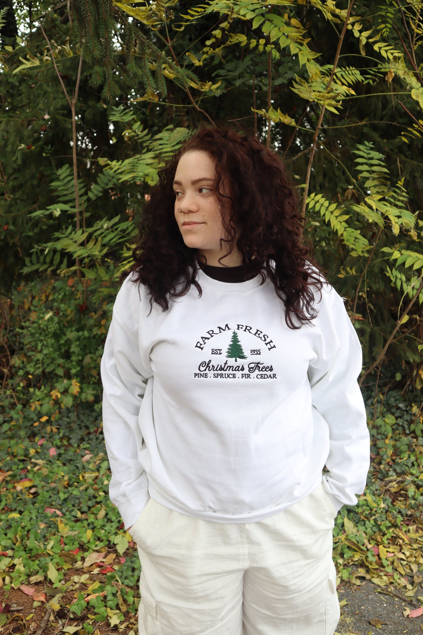 Farm Fresh Christmas Trees Hoodie or Crew Neck, Long Sleeve, Classic fit, Unisex, Adult