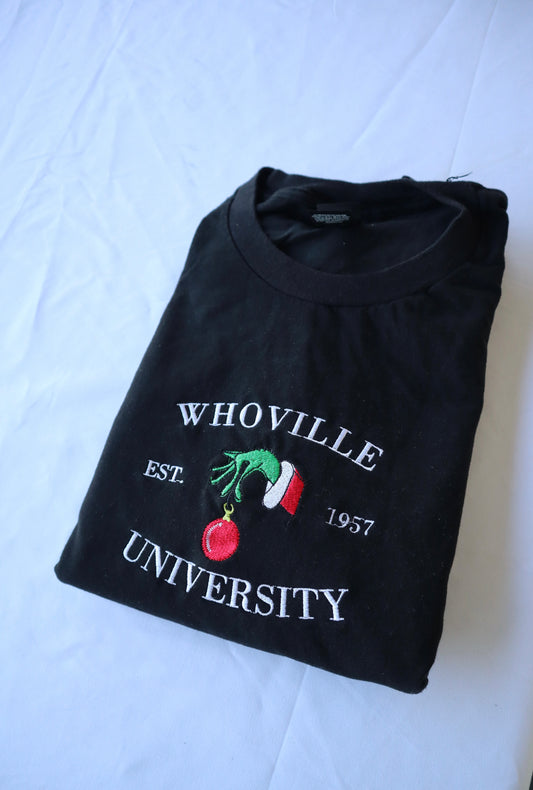 Whoville University, Long Sleeve, Classic Fit, Unisex Adult, Hoodie or Crew Neck Sweatshirt