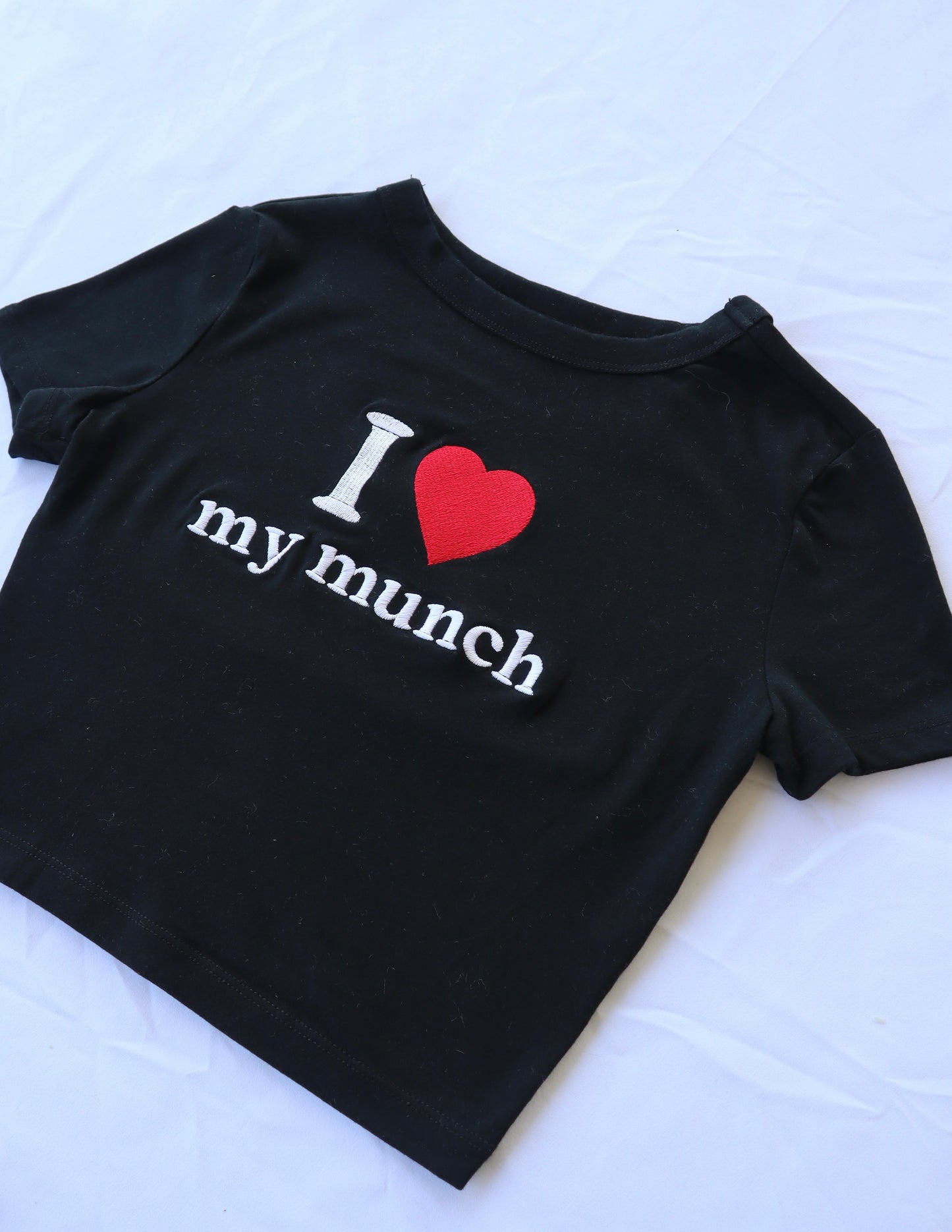 I Love My Munch, Short Sleeve, Crop Top, Fitted, Female, Adult Baby Tee