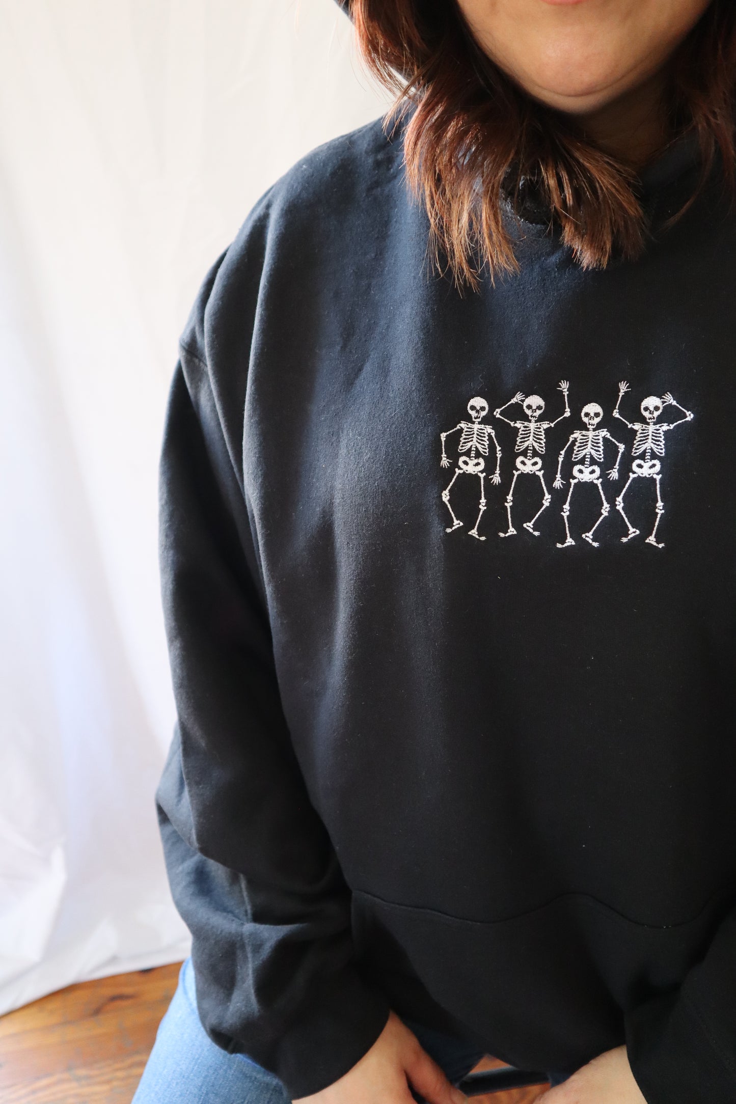 Small Dancing Skeletons, Long Sleeve, Classic Fit, Unisex Adult, Hoodie or Crew Neck Sweatshirt