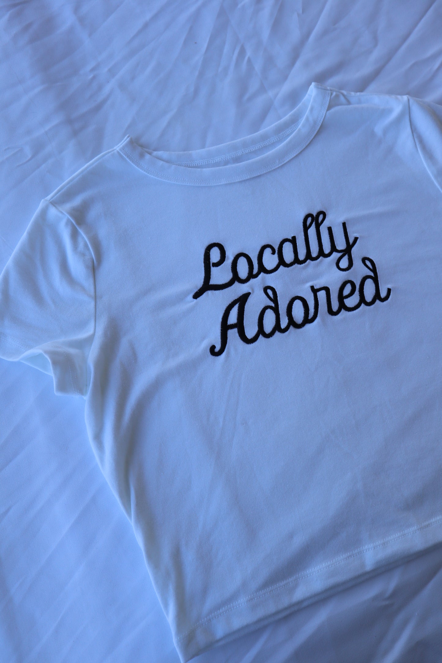 Locally Adored, Short Sleeve, Crop Top, Fitted, Female, Adult Baby Tee