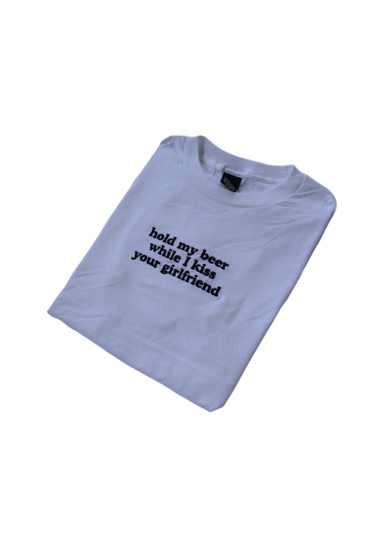 Hold My Beer While I Kiss Your Girlfriend, Long Sleeve, Classic Fit, Unisex Adult, Hoodie or Crew Neck Sweatshirt