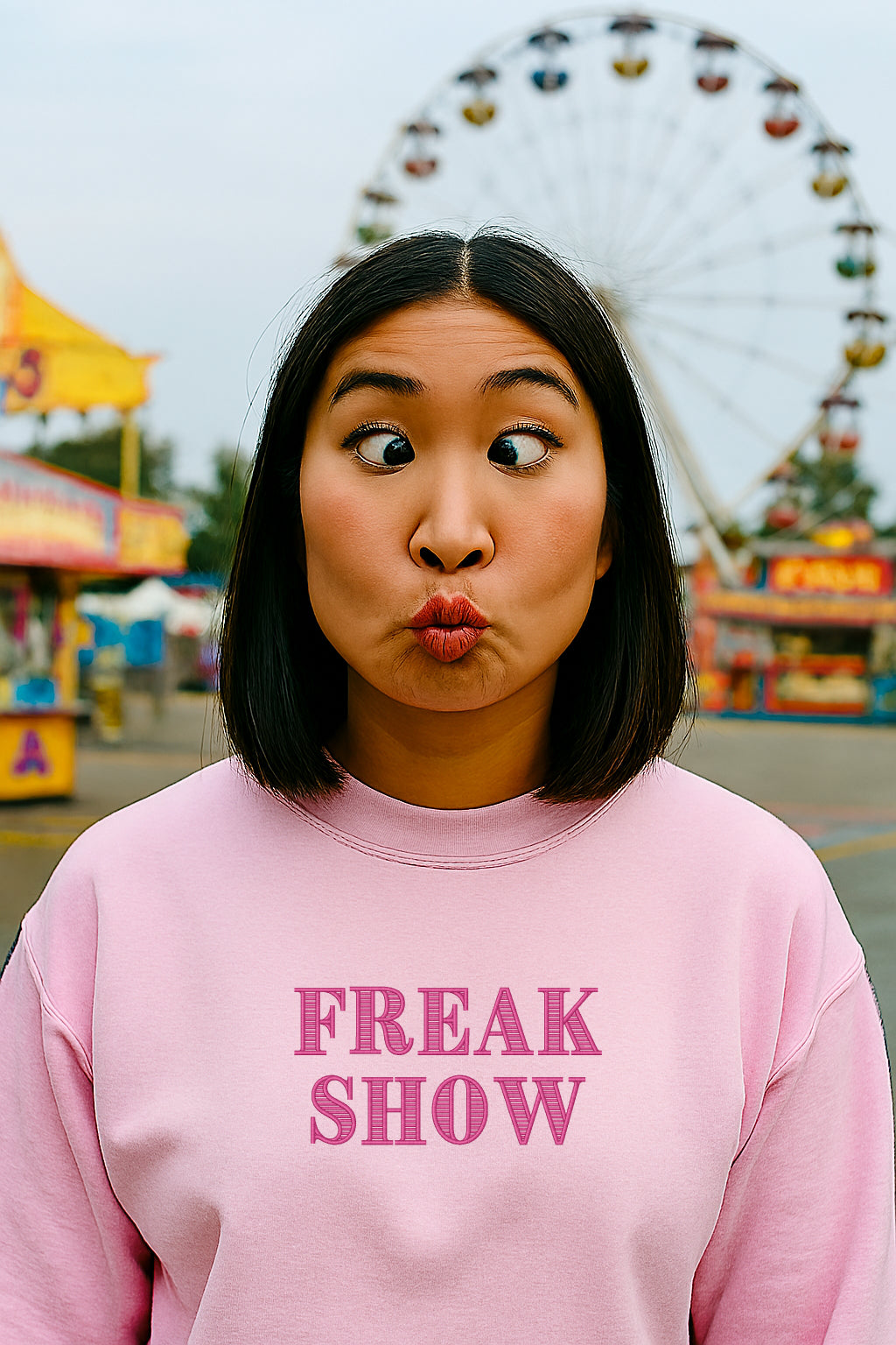 Embroidered "Freak Show", Hoodie or Crew Neck, Long Sleeve, Classic fit, Unisex, Adult