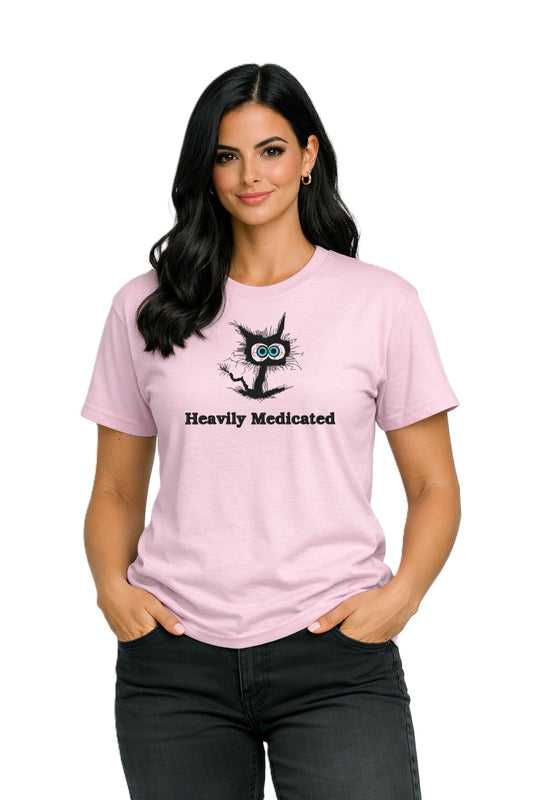 Embroidered Heavily Medicated Hoodie or Crewneck, Sweatshirt, Unisex, Classic Fit, Long Sleeve, Adult