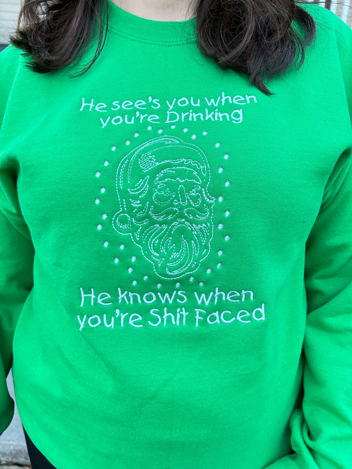 Santa Claus, He see's you when you're Drinking, Long Sleeve, Classic Fit, Unisex Adult, Hoodie or Crew Neck Sweatshirt