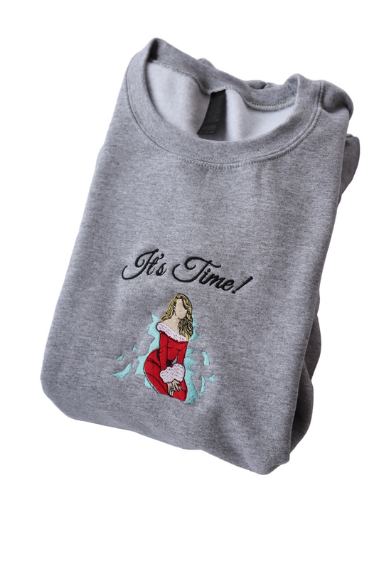 Embroidered “It's Time MC Christmas Lady” Holidays Christmas Hoodies or Crewnecks Unisex · Classic Fit · Long Sleeve · Adult