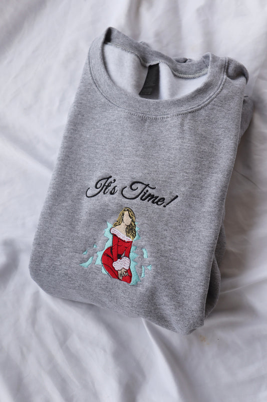 Embroidered “It's Time MC Christmas Lady” Holidays Christmas Hoodies or Crewnecks Unisex · Classic Fit · Long Sleeve · Adult