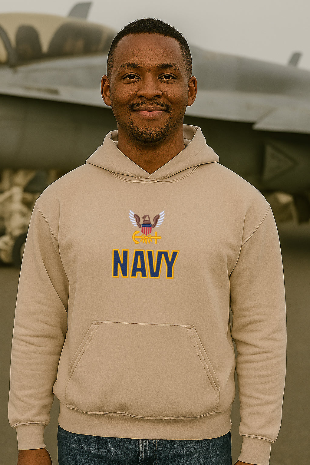 U.S. Navy Embroidered Hoodie or Crewneck, Long Sleeve, Classic Fit, Unisex Adult