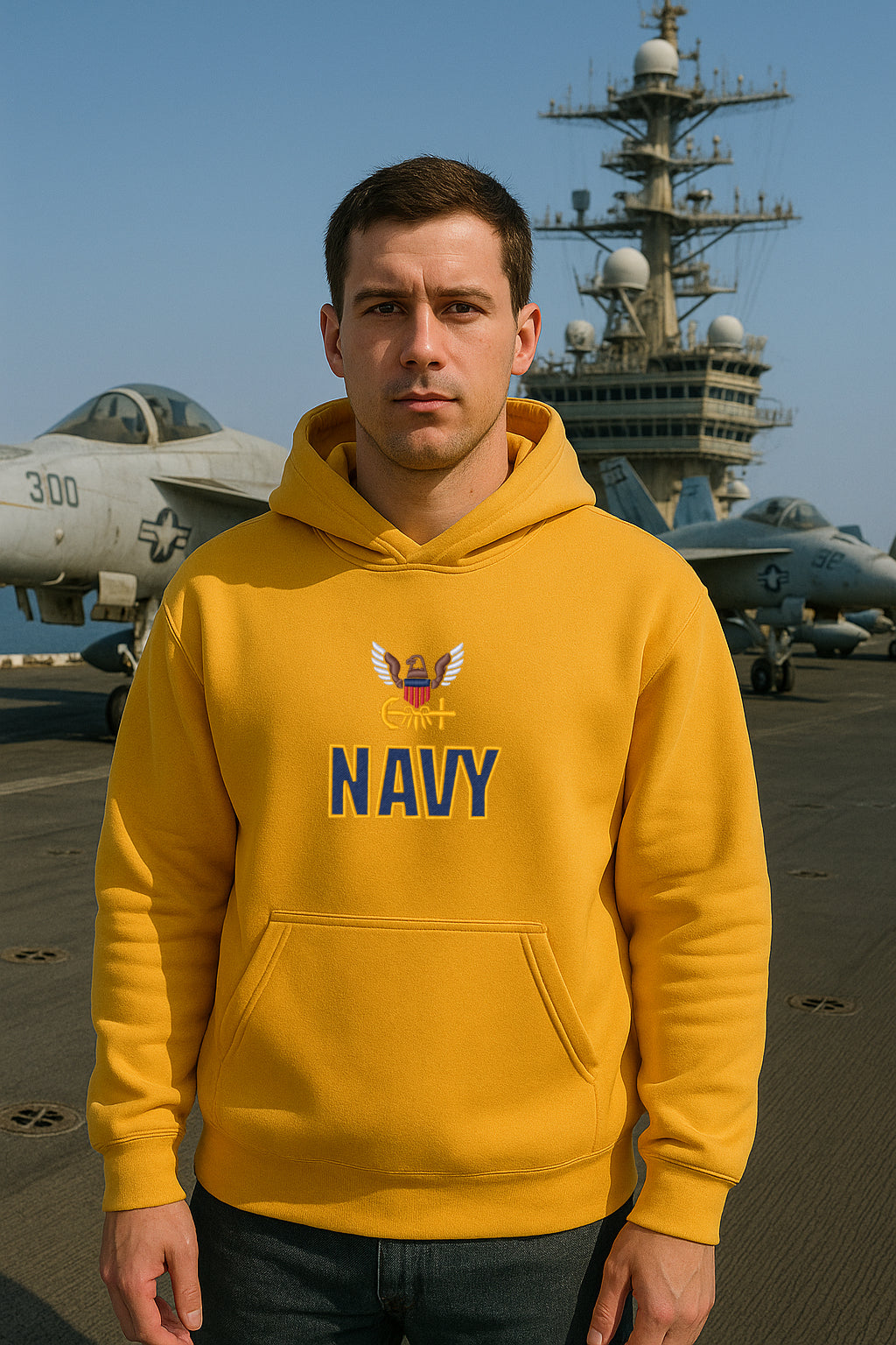 Embroidered U.S. Navy, Hoodie or Crewneck Sweatshirt, Long Sleeve, Classic Fit, Unisex Adult,