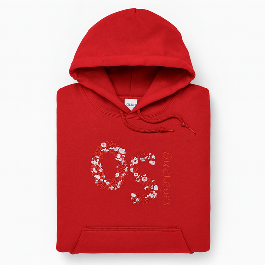Embroidered Floral OS Hoodie or Crewneck, Long Sleeve, Unisex, Adult
