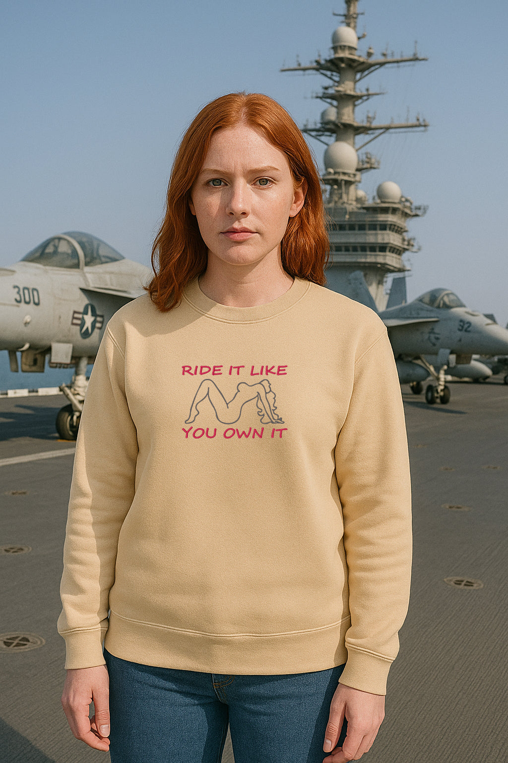 Embroidered Ride It Like You Own It, Hoodie or Crewneck Sweatshirt, Unisex, Classic Fit, Long Sleeve, Adult