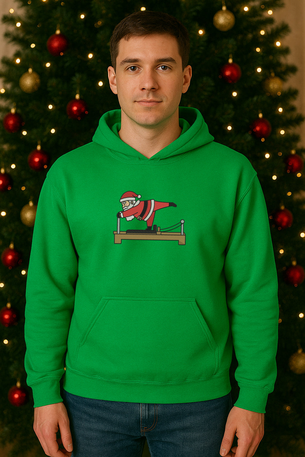 Embroidered Santa Christmas Hoodie or Crewneck, Holiday Sweatshirt, Unisex, Classic Fit, Long Sleeve, Adult