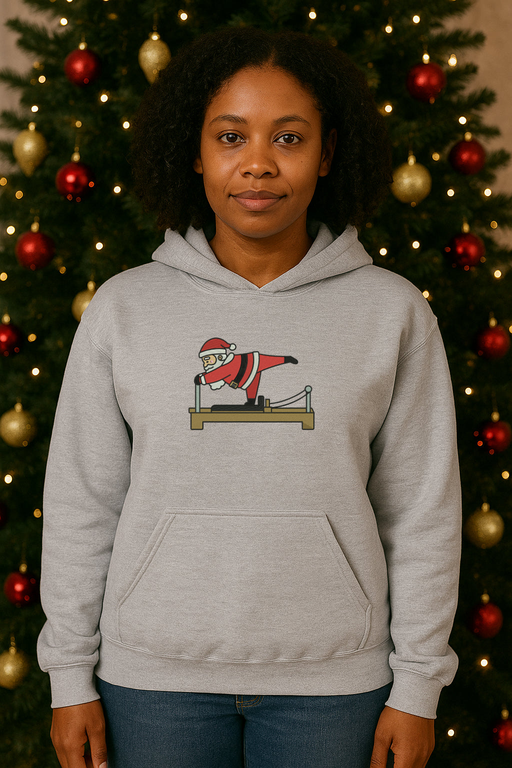 Embroidered Santa Christmas Hoodie or Crewneck, Holiday Sweatshirt, Unisex, Classic Fit, Long Sleeve, Adult