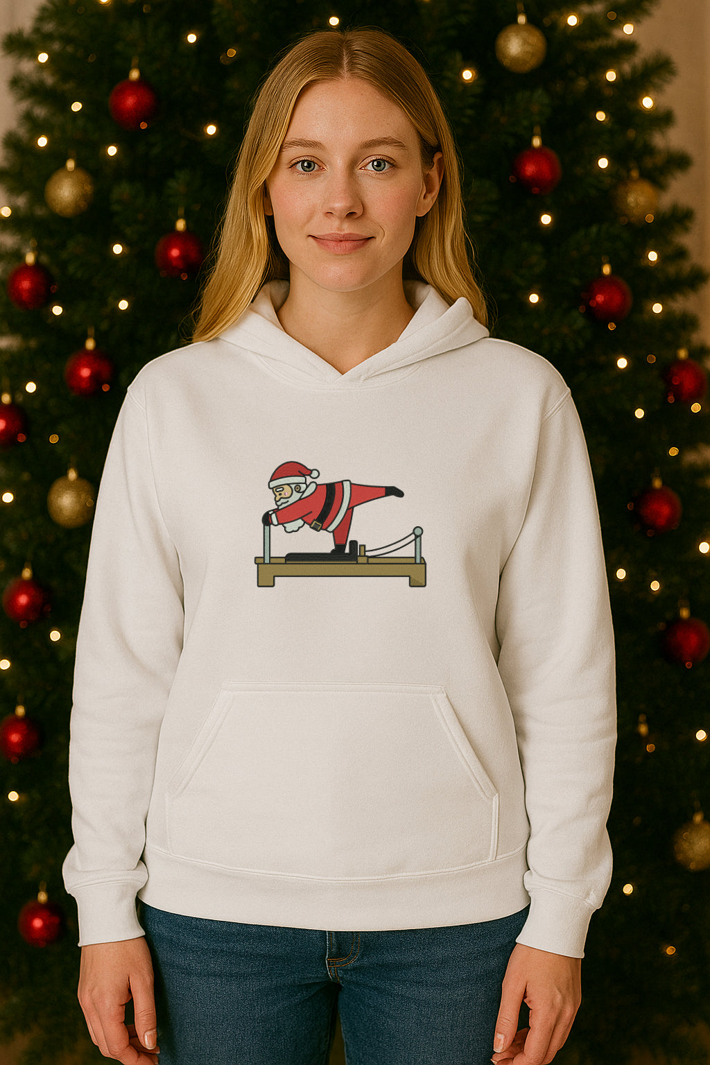 Embroidered Santa Christmas Hoodie or Crewneck, Holiday Sweatshirt, Unisex, Classic Fit, Long Sleeve, Adult