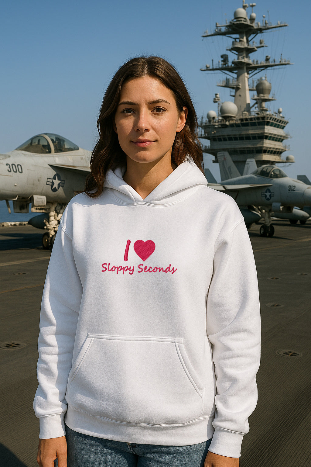 Embroidered I Love Sloppy Seconds Hoodie or Crewneck, Unisex, Classic Fit, Long Sleeve, Adult