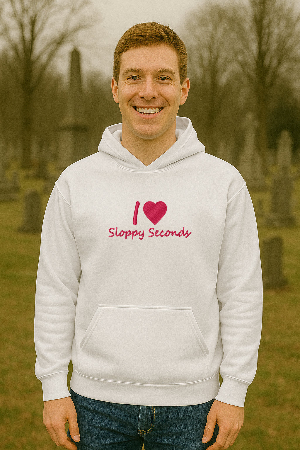 Embroidered I Love Sloppy Seconds Hoodie or Crewneck, Unisex, Classic Fit, Long Sleeve, Adult