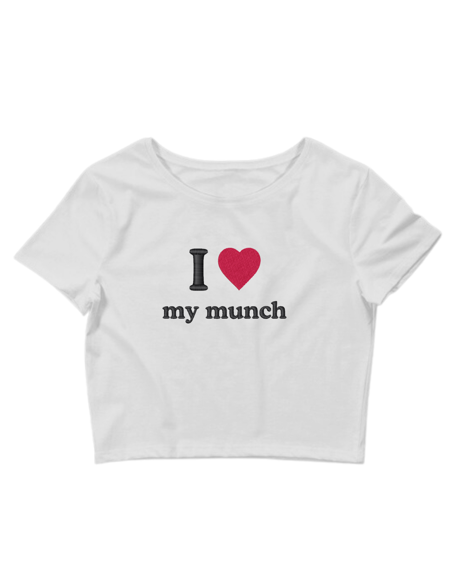 I HEART my munch, Short Sleeve, Crop Top, Fitted, Female, Adult Baby Tee