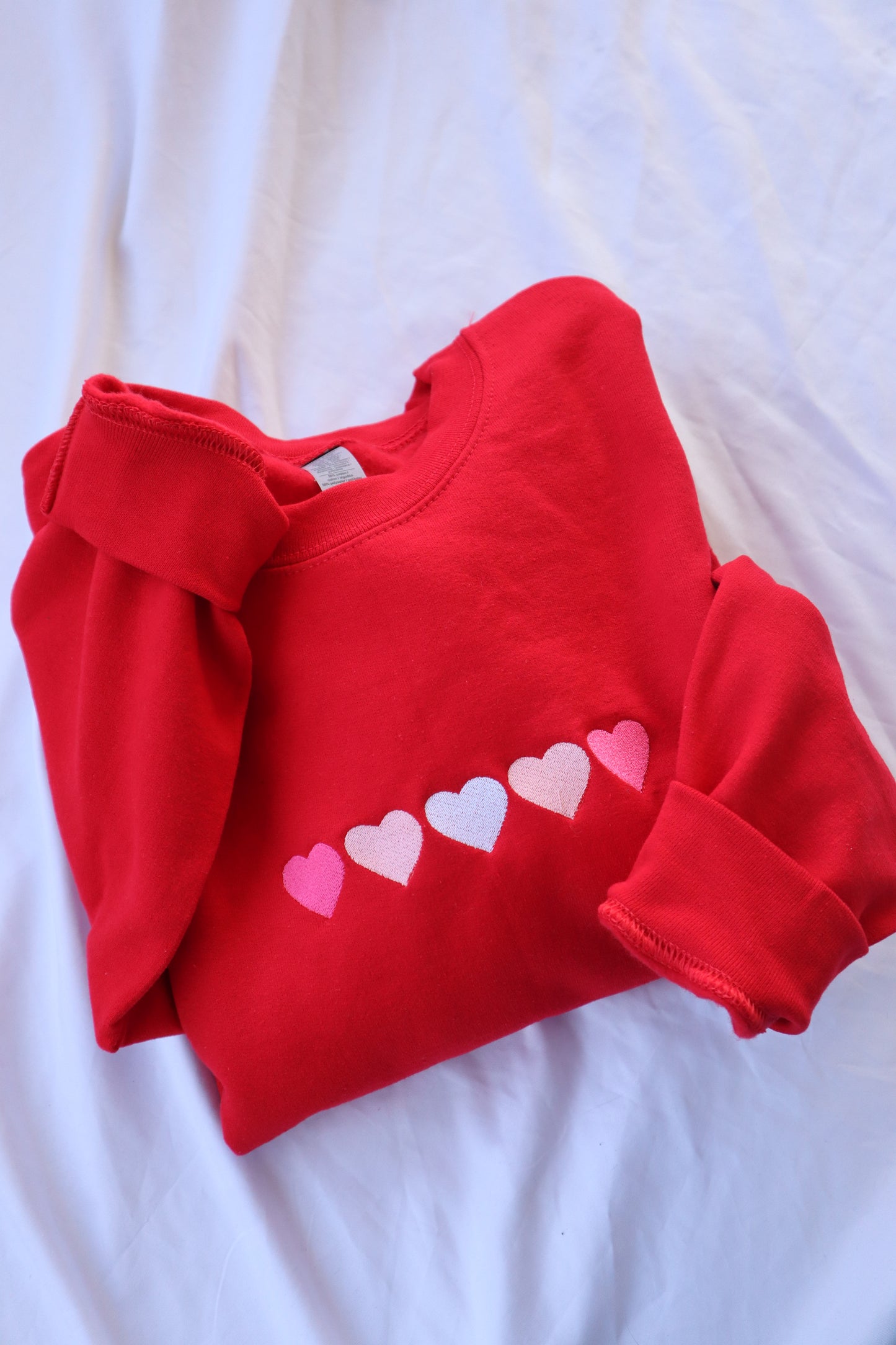 Embroidered Valentine's Day "Hearts" Hoodie/Crewneck, Holiday Sweatshirt, Unisex, Classic Fit, Long Sleeve, Adult