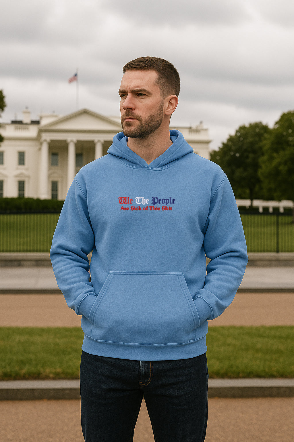 Embroidered We The People Hoodie or Crewneck Sweatshirt, Unisex, Classic Fit, Long Sleeve, Adult