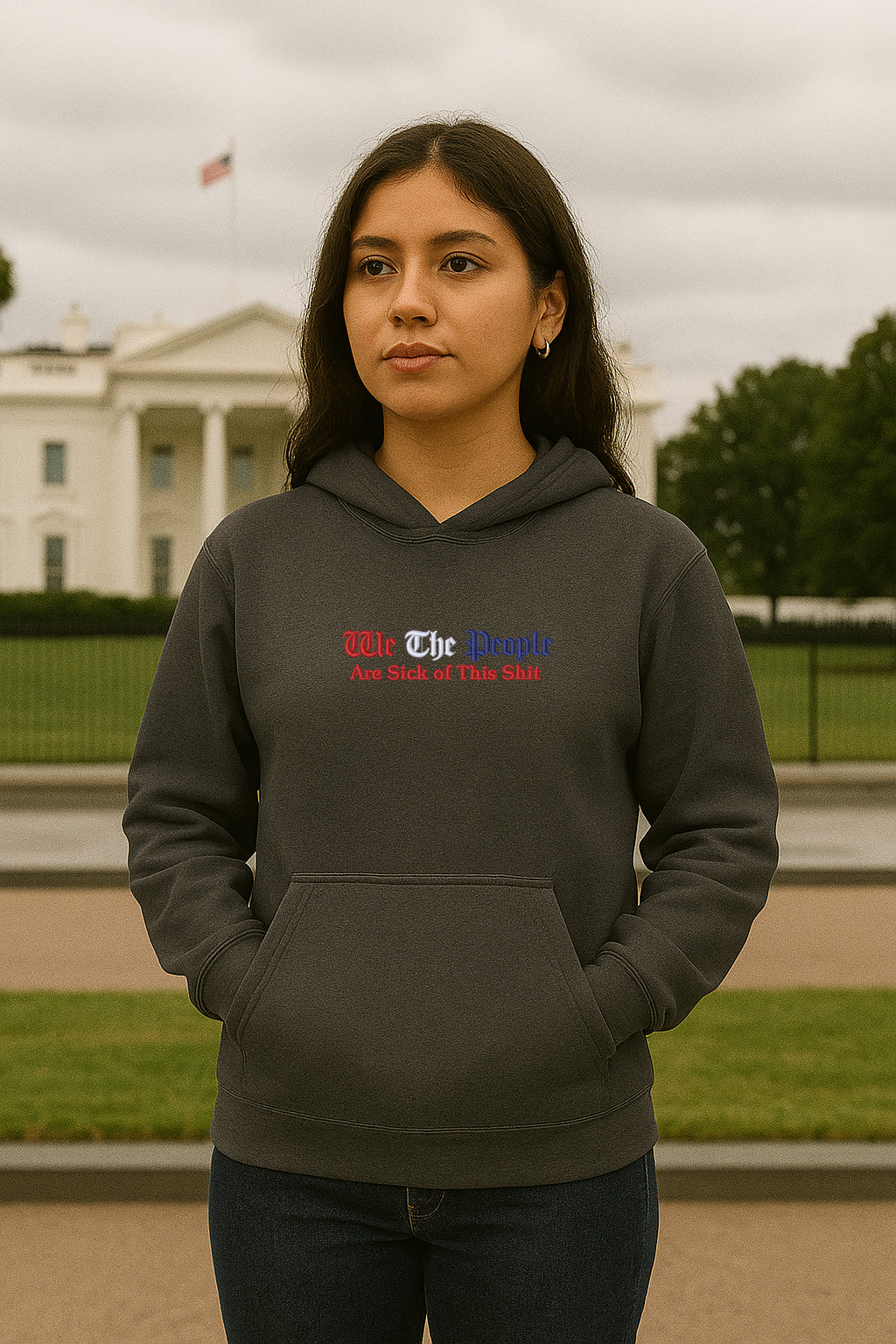 Embroidered We The People Hoodie or Crewneck Sweatshirt, Unisex, Classic Fit, Long Sleeve, Adult