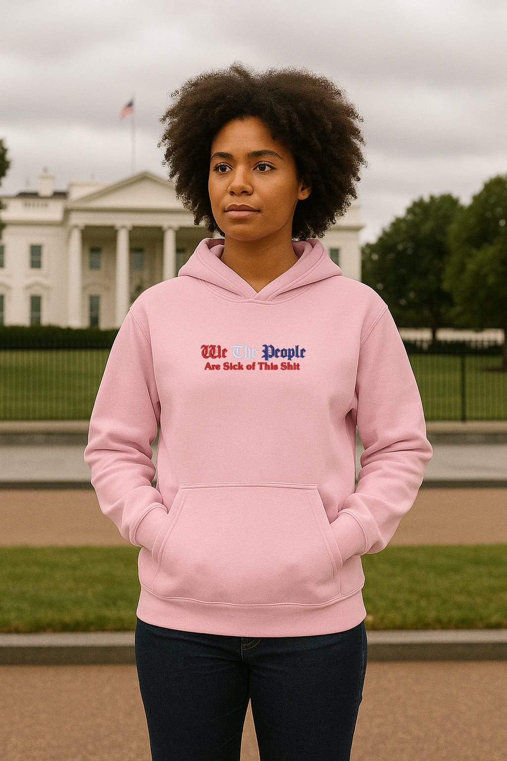 Embroidered We The People Hoodie or Crewneck Sweatshirt, Unisex, Classic Fit, Long Sleeve, Adult
