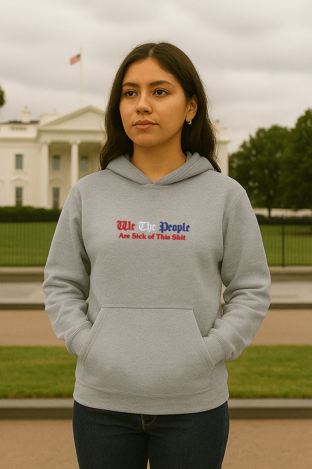 Embroidered We The People Hoodie or Crewneck Sweatshirt, Unisex, Classic Fit, Long Sleeve, Adult