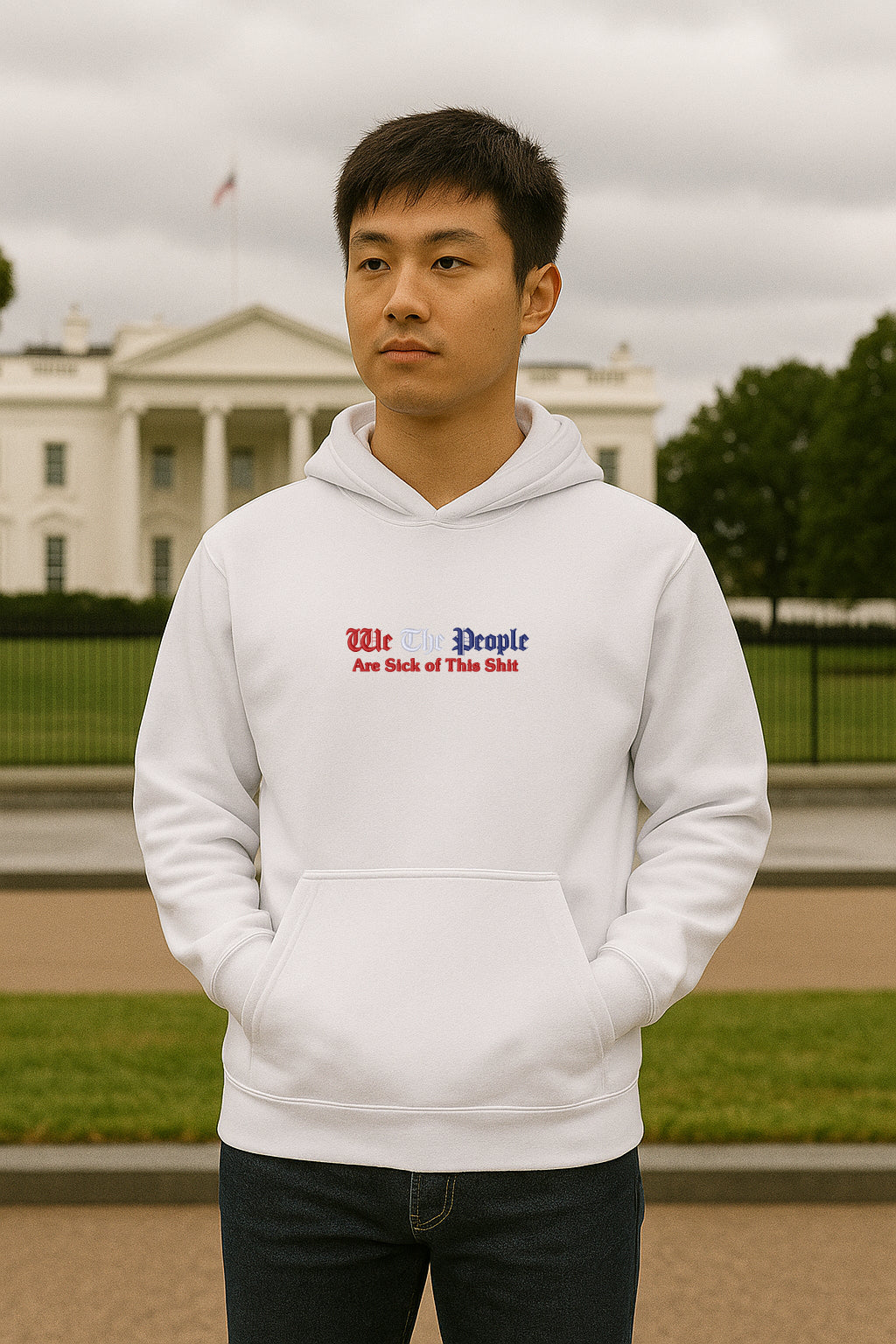 Embroidered We The People Hoodie or Crewneck Sweatshirt, Unisex, Classic Fit, Long Sleeve, Adult