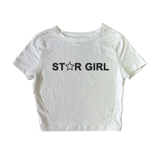 Star Girl, Short Sleeve, Crop Top, Fitted, Female, Adult Baby Tee