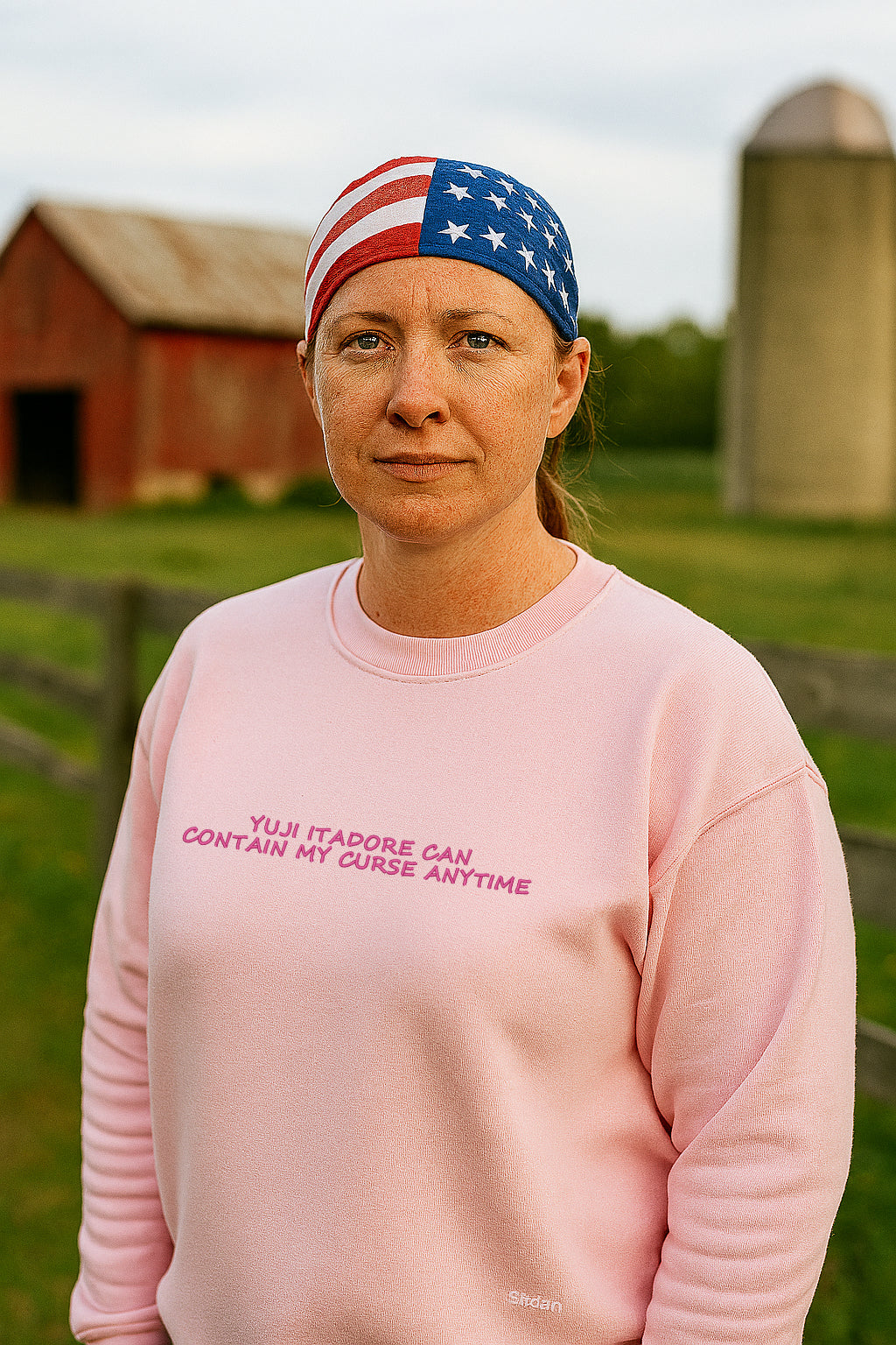 Embroidered, Yuji Itadori can contain my curse anytime, Hoodie or Crew Neck Long Sleeve, Classic fit, Unisex, Adult