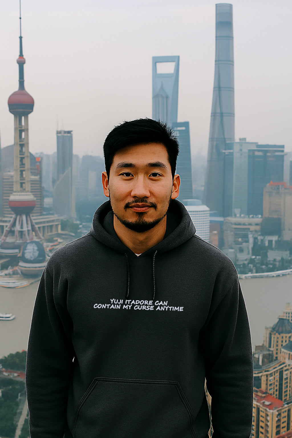 Embroidered, Yuji Itadori can contain my curse anytime, Hoodie or Crew Neck Long Sleeve, Classic fit, Unisex, Adult