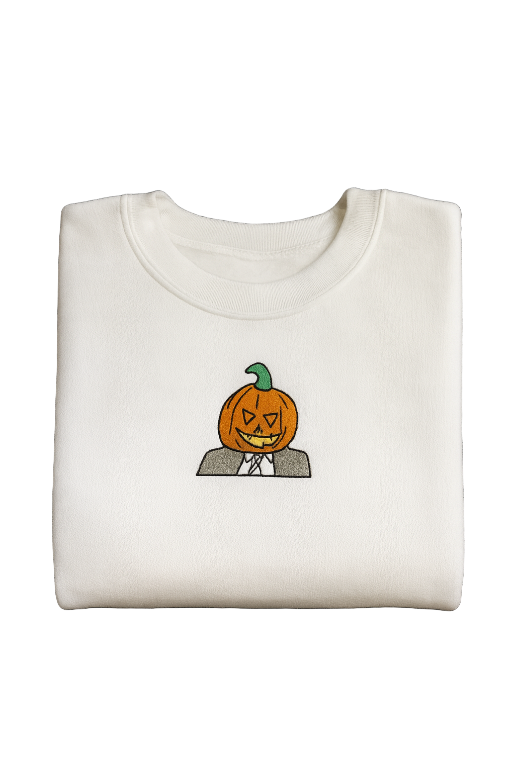 Halloween Pumpkin Head Businessman, Embroidered Hoodie or Crewneck, Long Sleeve, Unisex, Adult