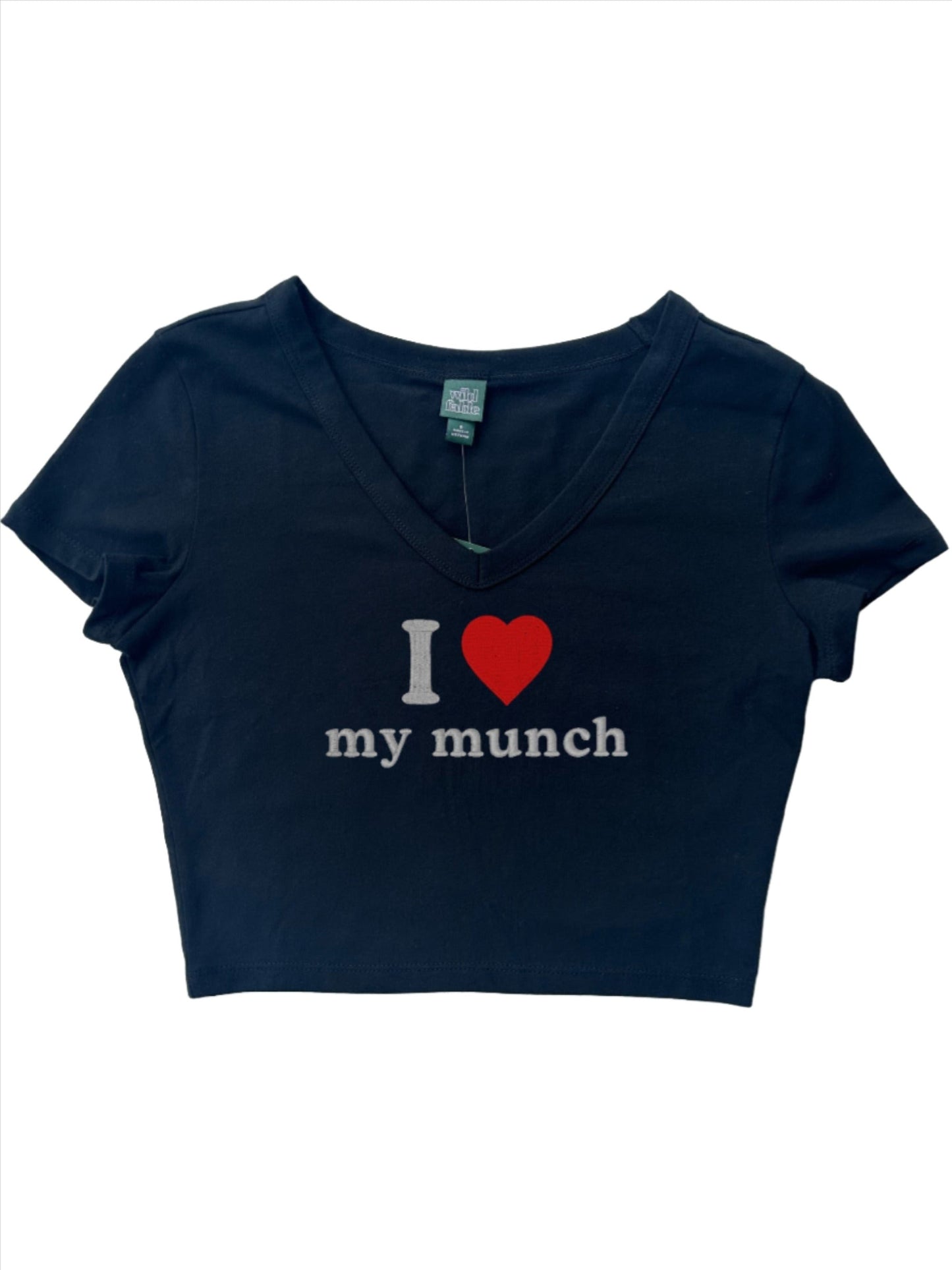 I HEART my munch, Short Sleeve, Crop Top, Fitted, Female, Adult Baby Tee