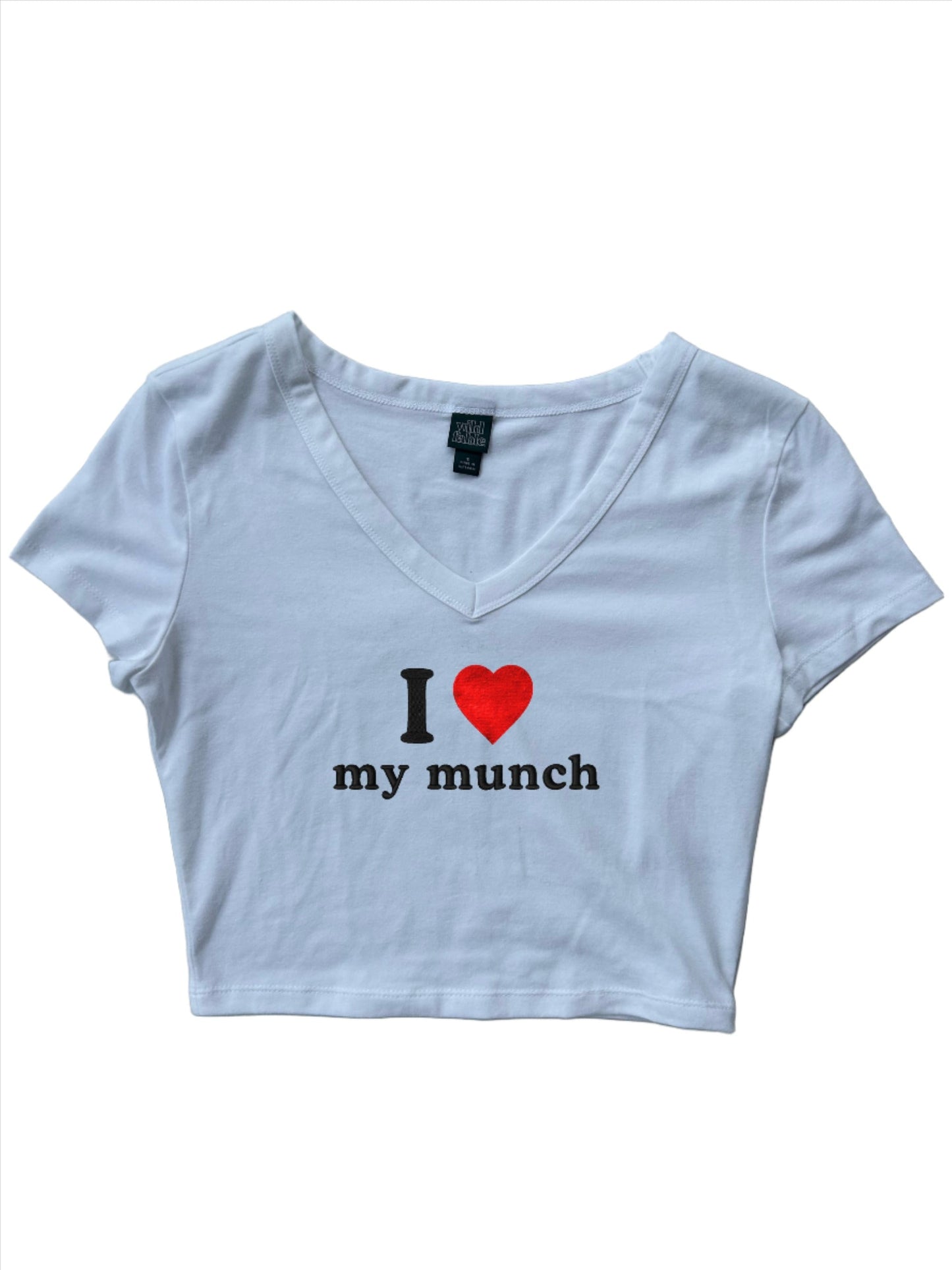 I HEART my munch, Short Sleeve, Crop Top, Fitted, Female, Adult Baby Tee