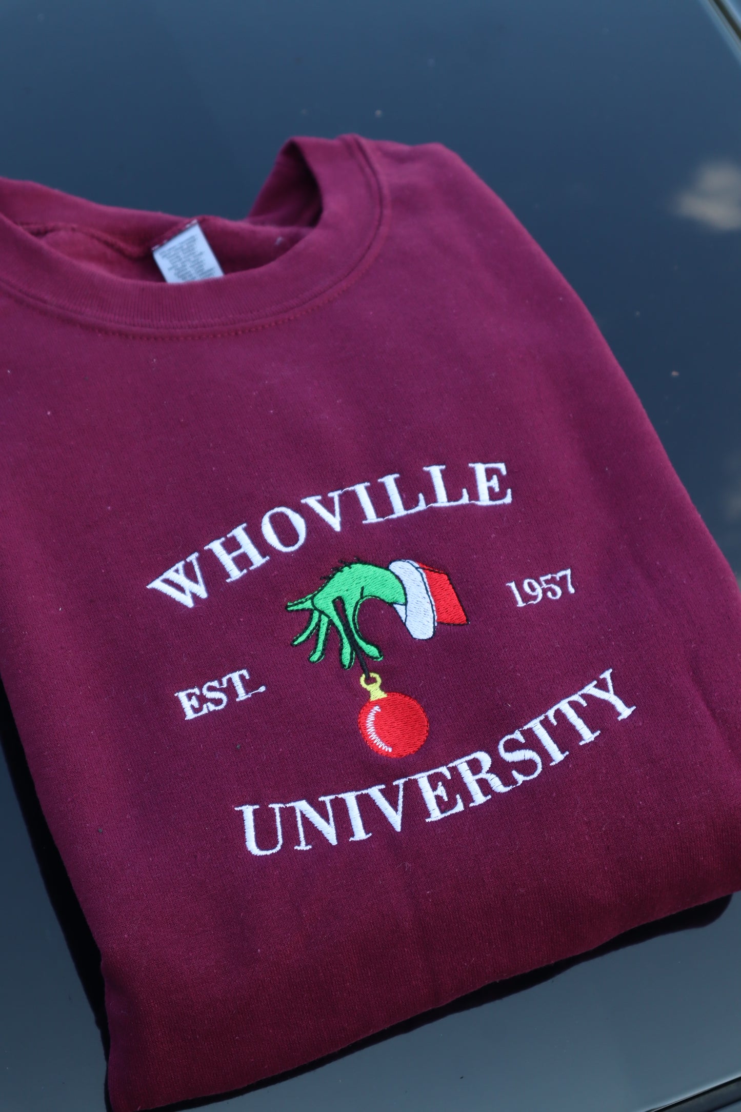 Embroidered Whoville University, Hoodie or Crew Neck Sweatshirt, Long Sleeve, Classic Fit, Unisex Adult
