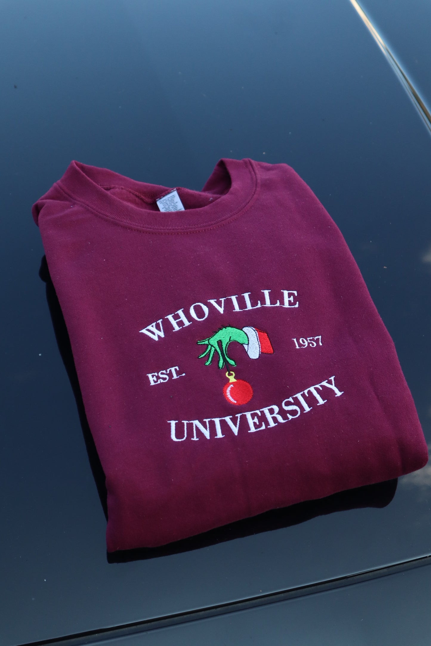 Embroidered Whoville University, Hoodie or Crew Neck Sweatshirt, Long Sleeve, Classic Fit, Unisex Adult