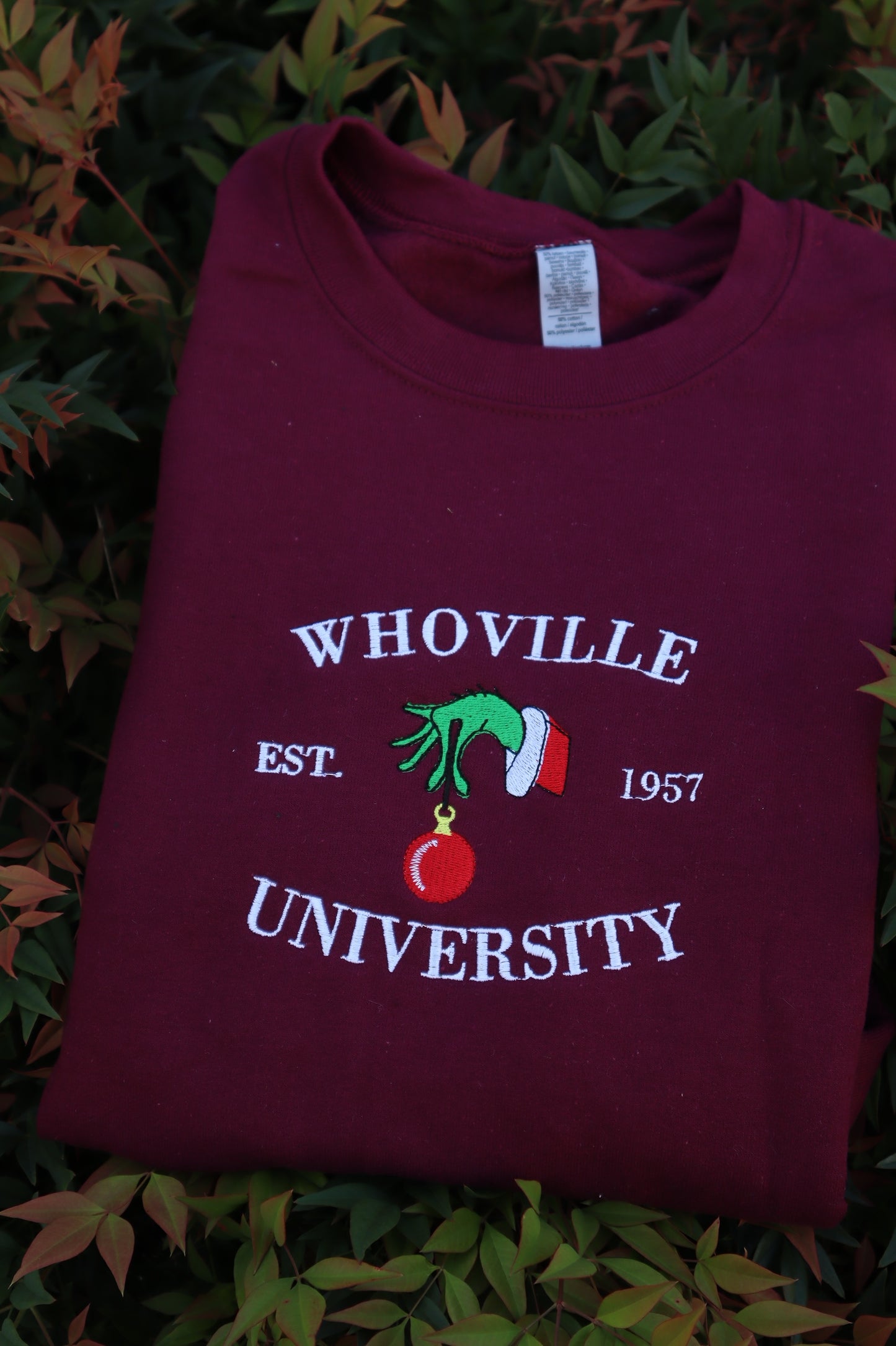 Embroidered Whoville University, Hoodie or Crew Neck Sweatshirt, Long Sleeve, Classic Fit, Unisex Adult
