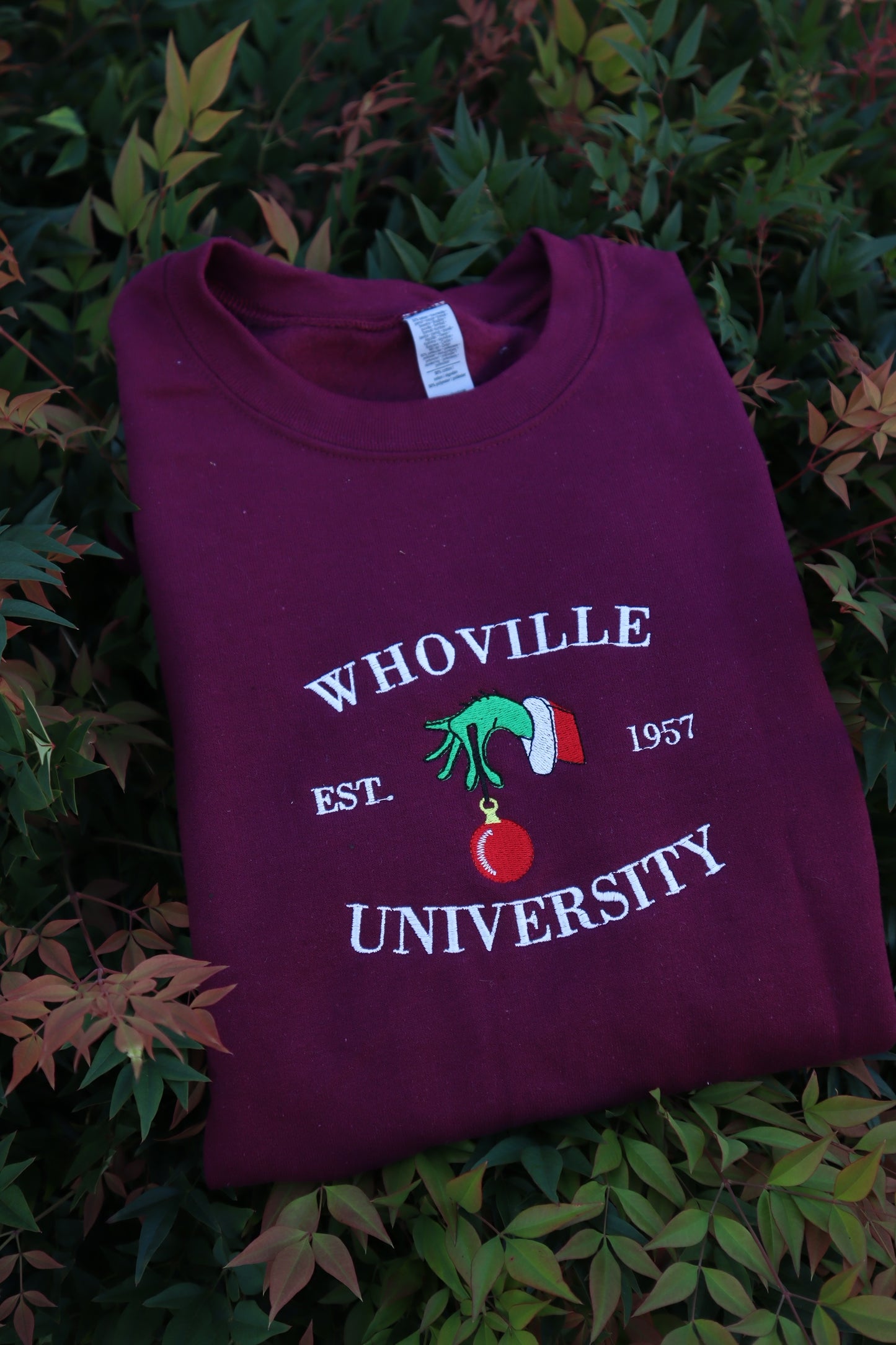 Embroidered Whoville University, Hoodie or Crew Neck Sweatshirt, Long Sleeve, Classic Fit, Unisex Adult