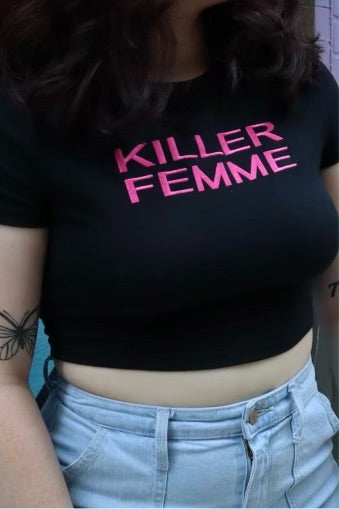 Killer Femme, Short Sleeve, Crop Top, Fitted, Female, Adult Baby Tee