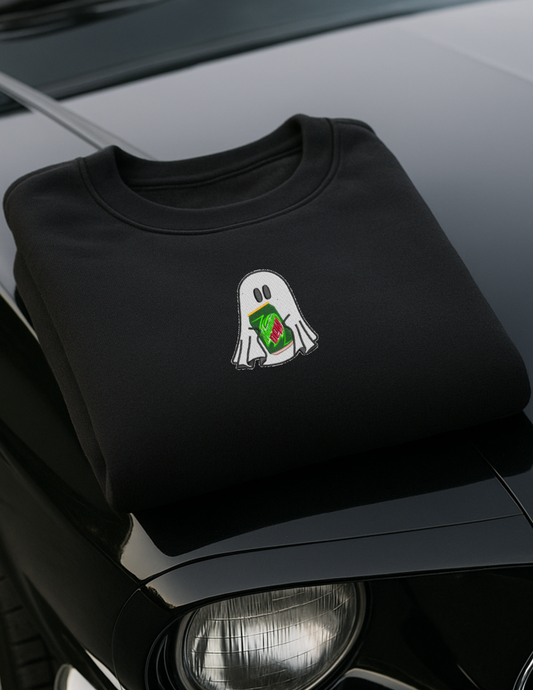 Halloween Ghost Dew, Embroidered Hoodie or Crewneck, Long Sleeve, Unisex, Adult