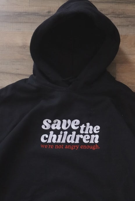 Embroidered Save the Children Hoodie or Crewneck, Unisex, Classic Fit, Long Sleeve, Adult